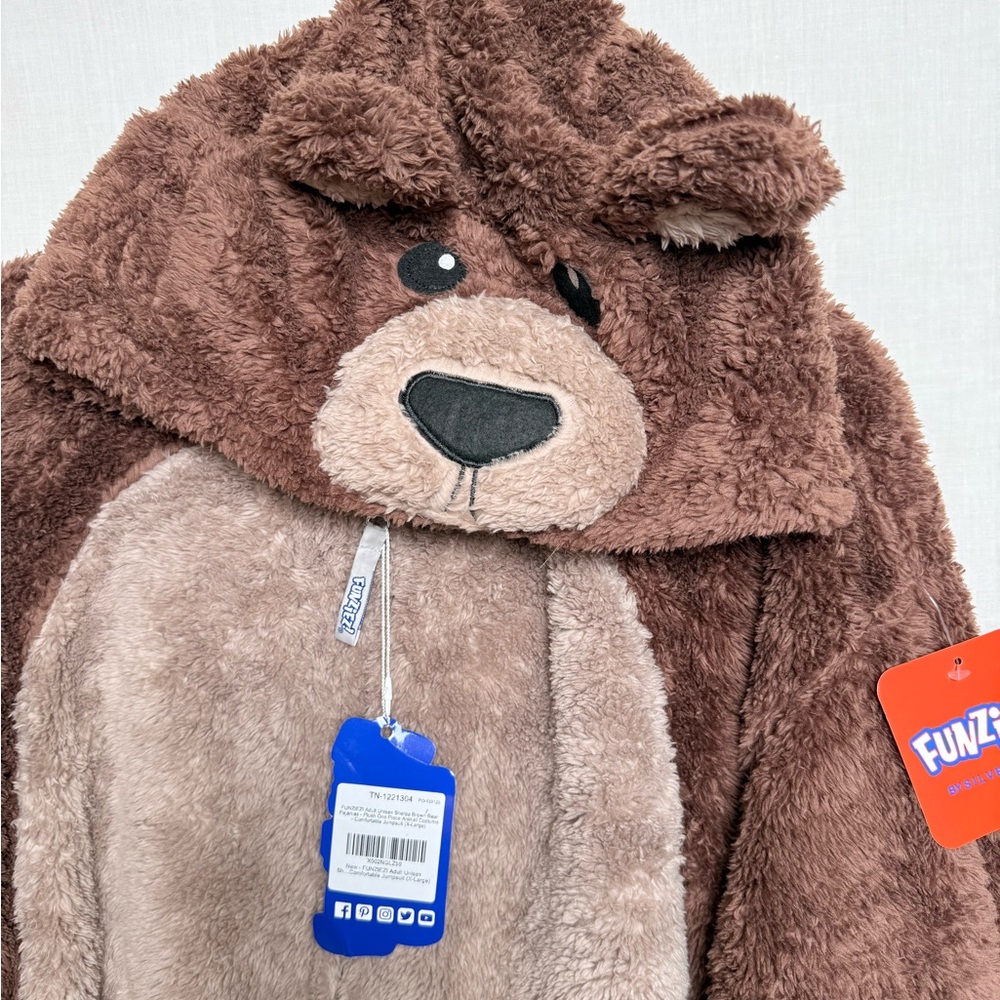 🐻 Funzie! Bear Plush Hooded One-Piece Pajama / Costume – XL - Picture 9 of 12